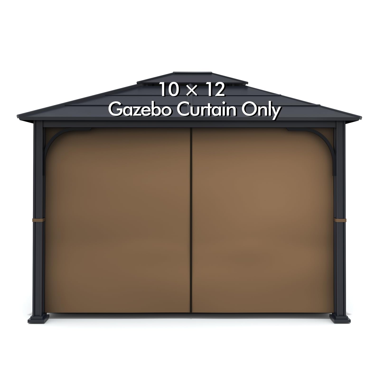 Wonwon front view of brown 10x12 replacement curtain showing full coverage and neat hem