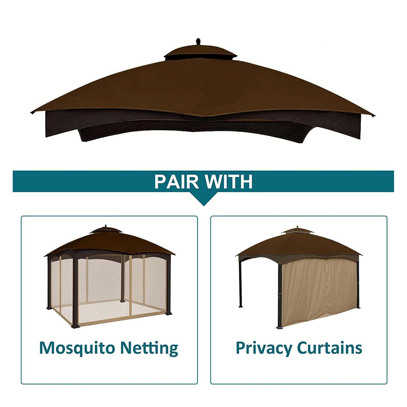Wonwon canopy installed on gazebo frame restoring shade and protection