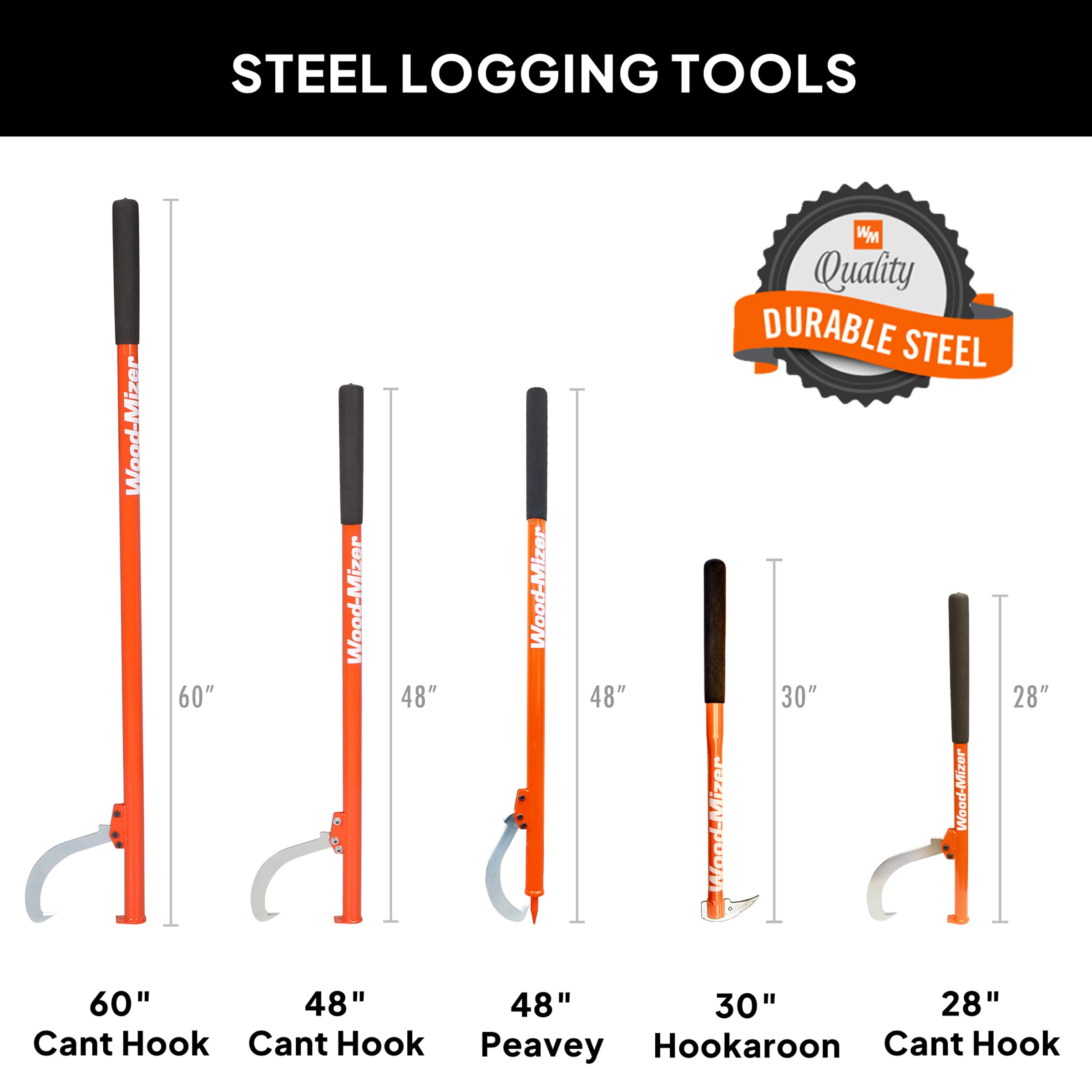 Wood-Mizer cant hook pictured next to measuring tape showing 60" length