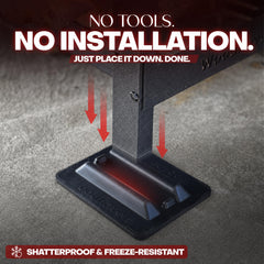 Woodhaven bases protecting wood deck surface to prevent scratches and rust stains