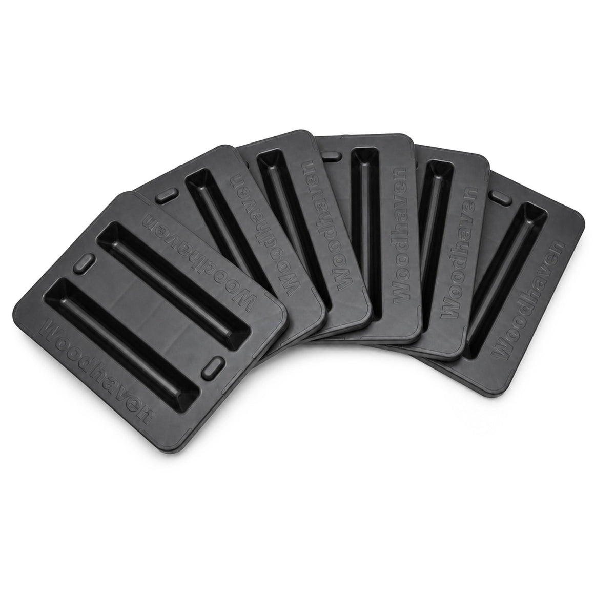 Woodhaven front view of six-pack bases showing durable molded design and protection