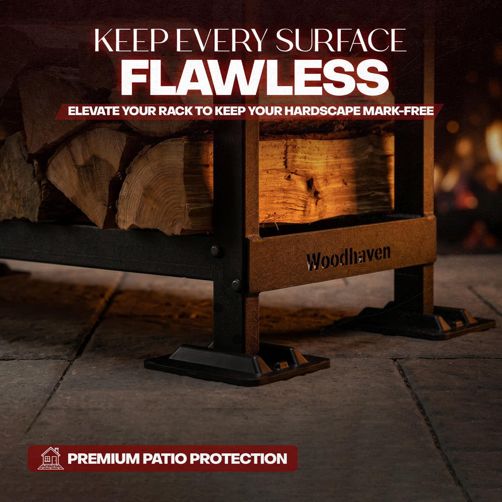 Woodhaven base installed on rack leg demonstrating secure fit and corrosion prevention