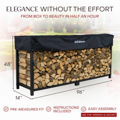 Woodhaven stacked logs detail showing stable stacking and airflow benefit