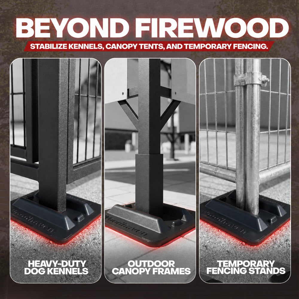 Woodhaven base next to tubing showing fit for up to 1-5/8 inch tube and stability