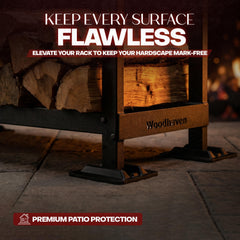 Woodhaven support base fitted on a rack leg showing improved stability benefit