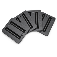 Woodhaven support bases front view showing four-pack and stable footprint benefit