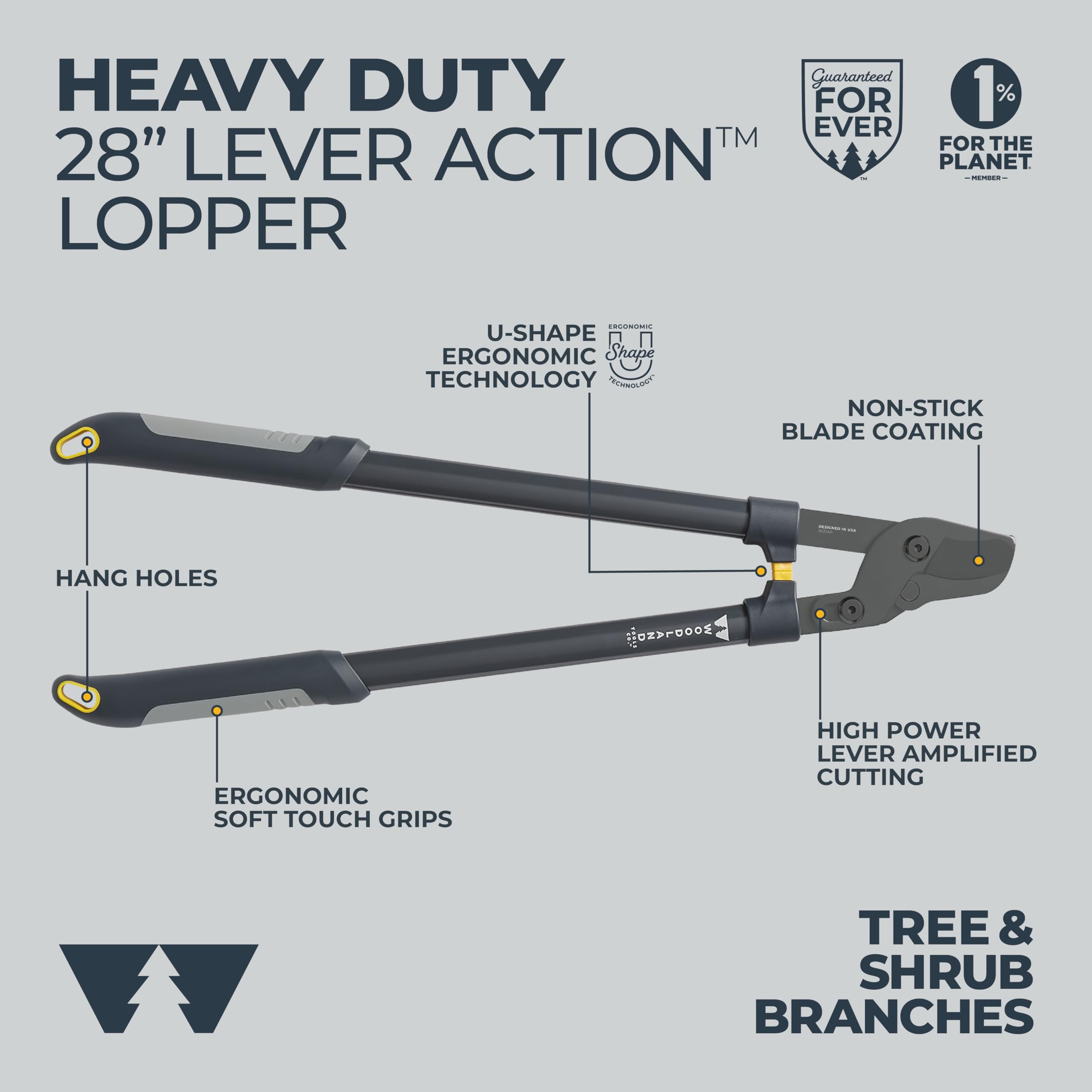 WOODLAND TOOLS close-up of hardened bypass blade for clean pruning