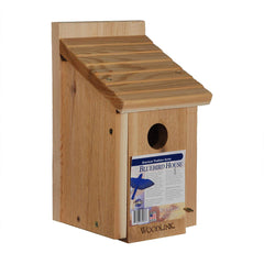 Woodlink front view showing entrance hole and durable cedar for attracting bluebirds