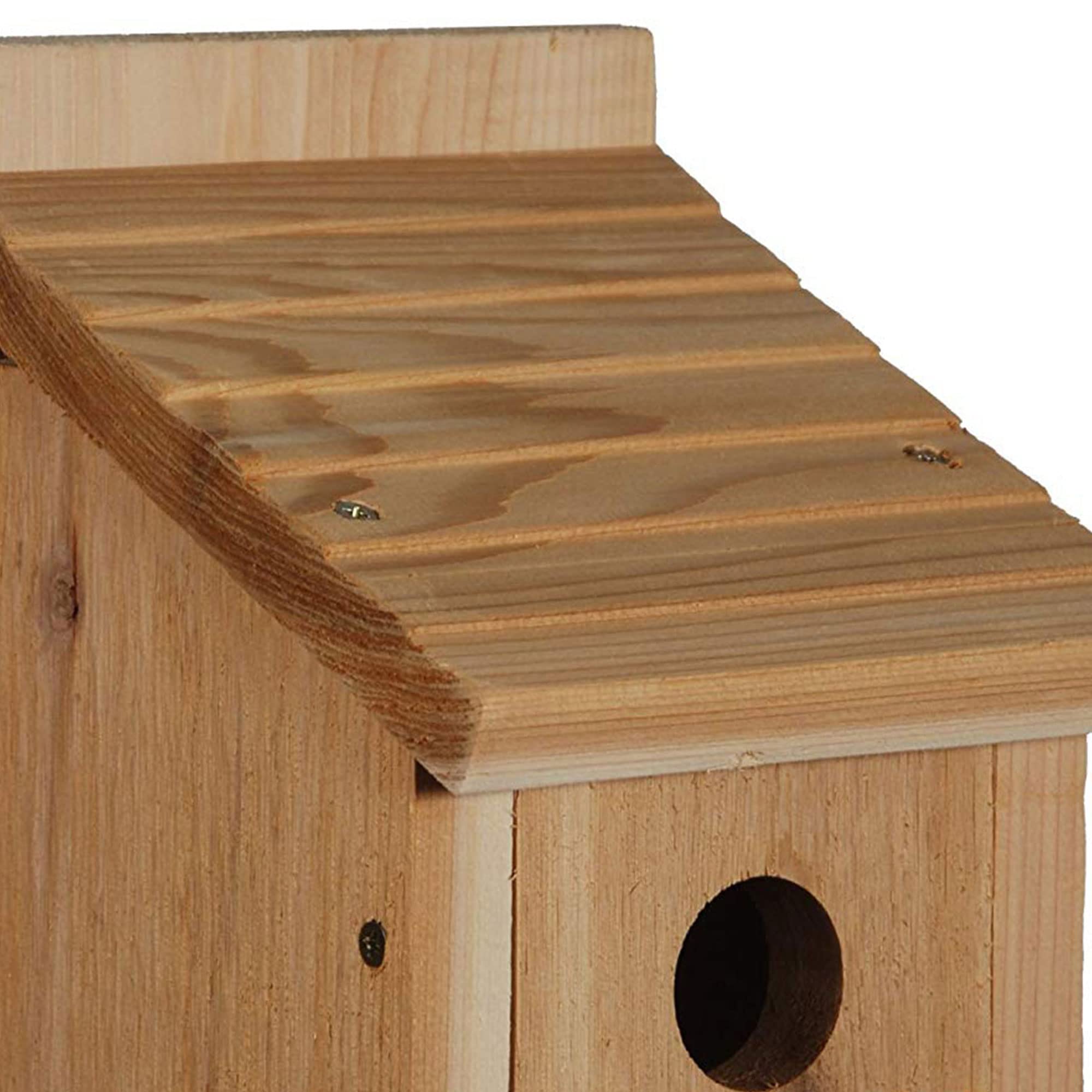 Woodlink house with front panel open showing easy access for cleaning and checks