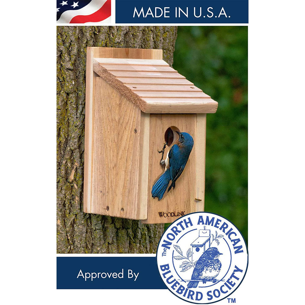 Woodlink beside ruler showing 7.5x7.25x13 inches scale for correct bluebird dimensions