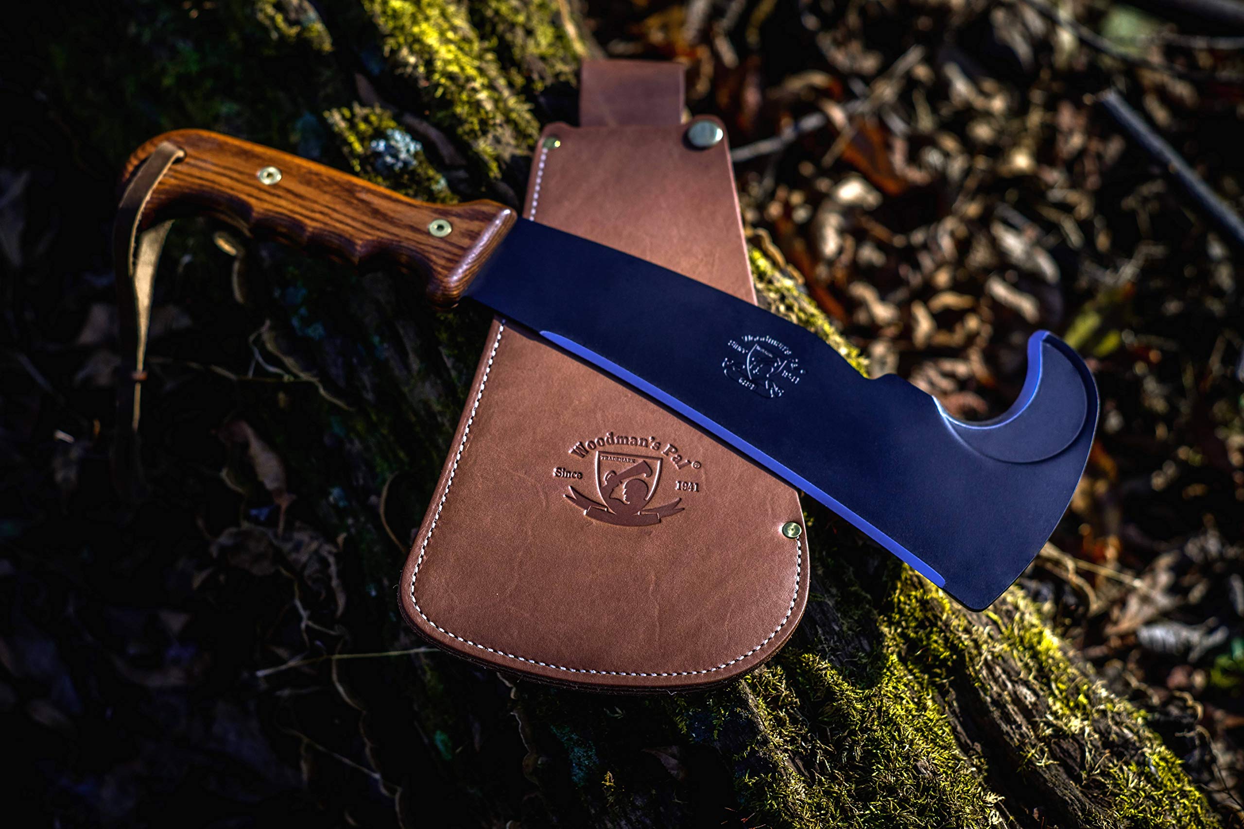 Woodman's Pal sheath stitching detail showing handcrafted durability benefit