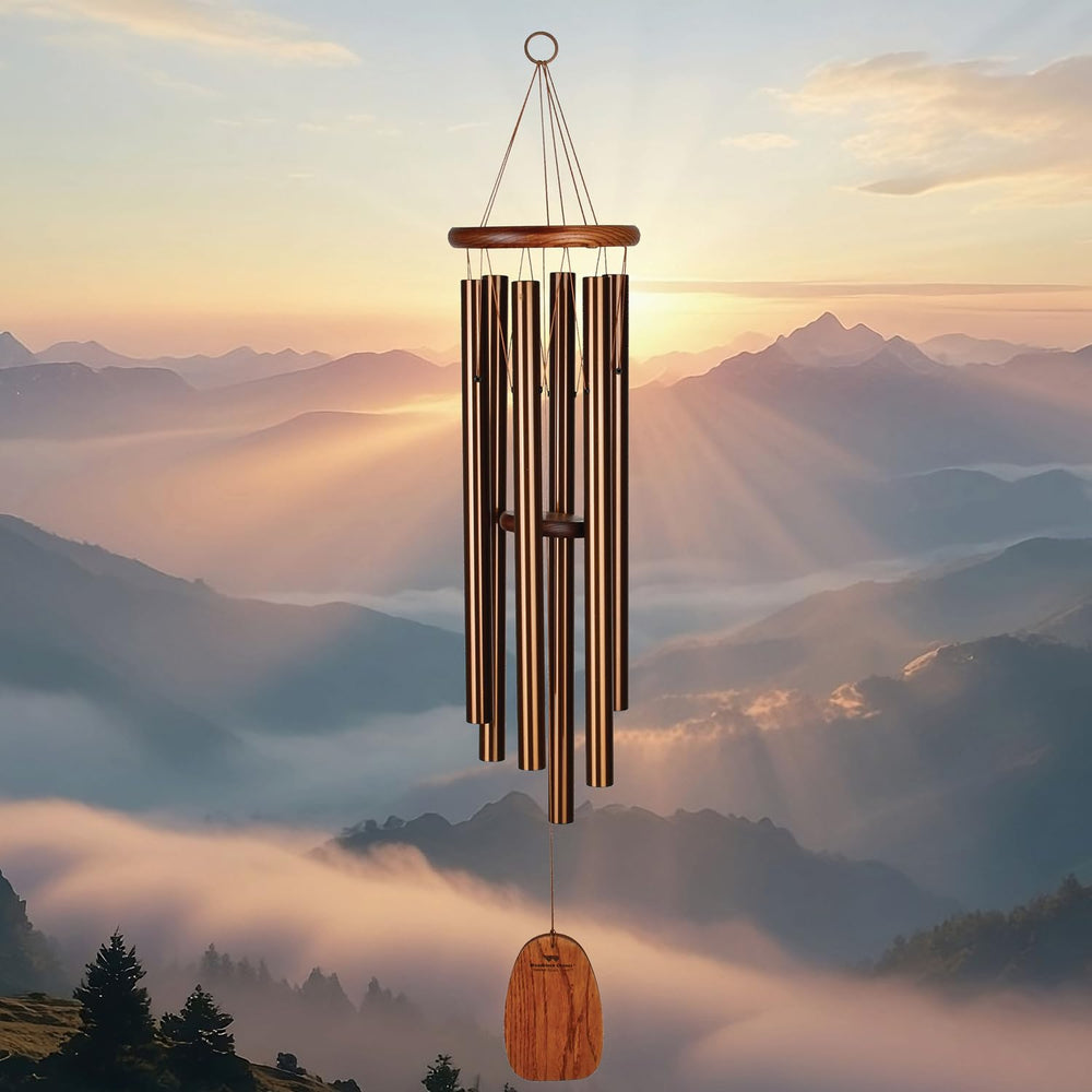 Woodstock Chimes wood and metal materials close-up, highlighting weather-resistant finish