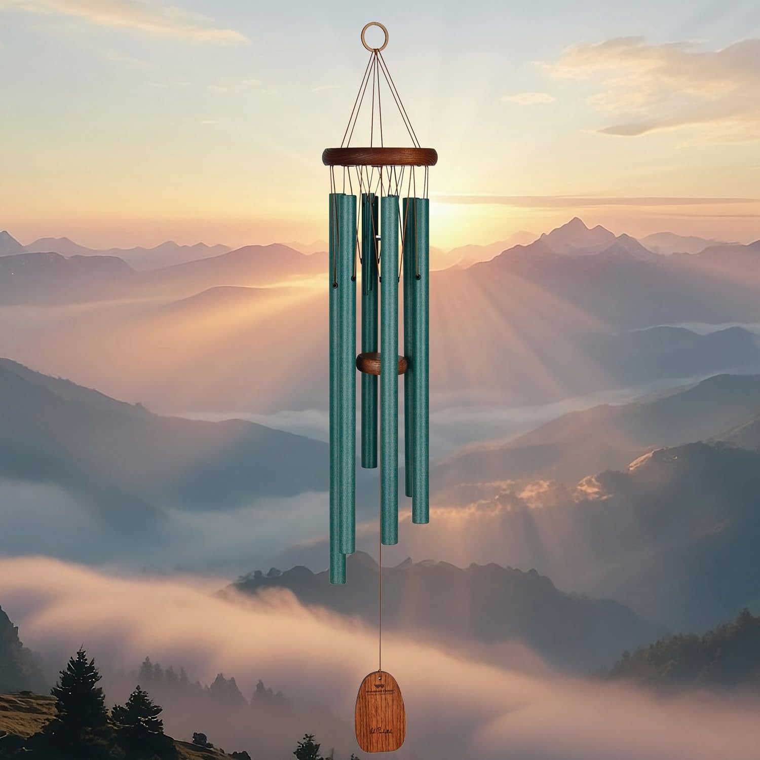 Woodstock Chimes close-up of seafoam-green tubes highlighting durable coating