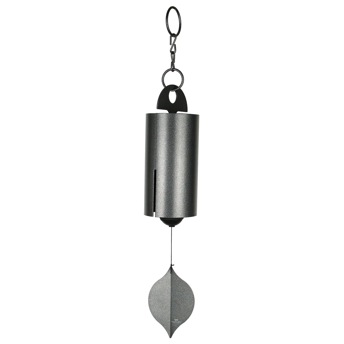 Woodstock Chimes front view showing silver tubes and bold presence for calming ambiance