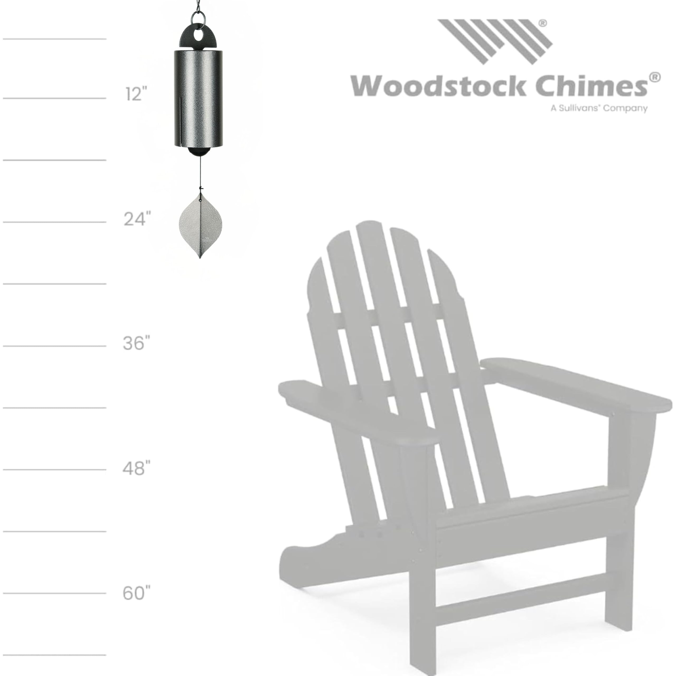 Woodstock Chimes hanging on porch providing peaceful patio ambiance
