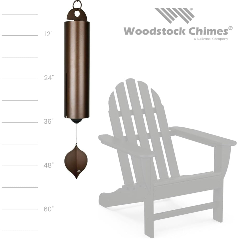Woodstock Chimes installed in garden demonstrating calming sound and decor benefit