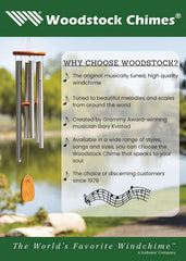 Woodstock Chimes Heroic hanging in a garden near patio furniture benefit: creates calming outdoor ambiance