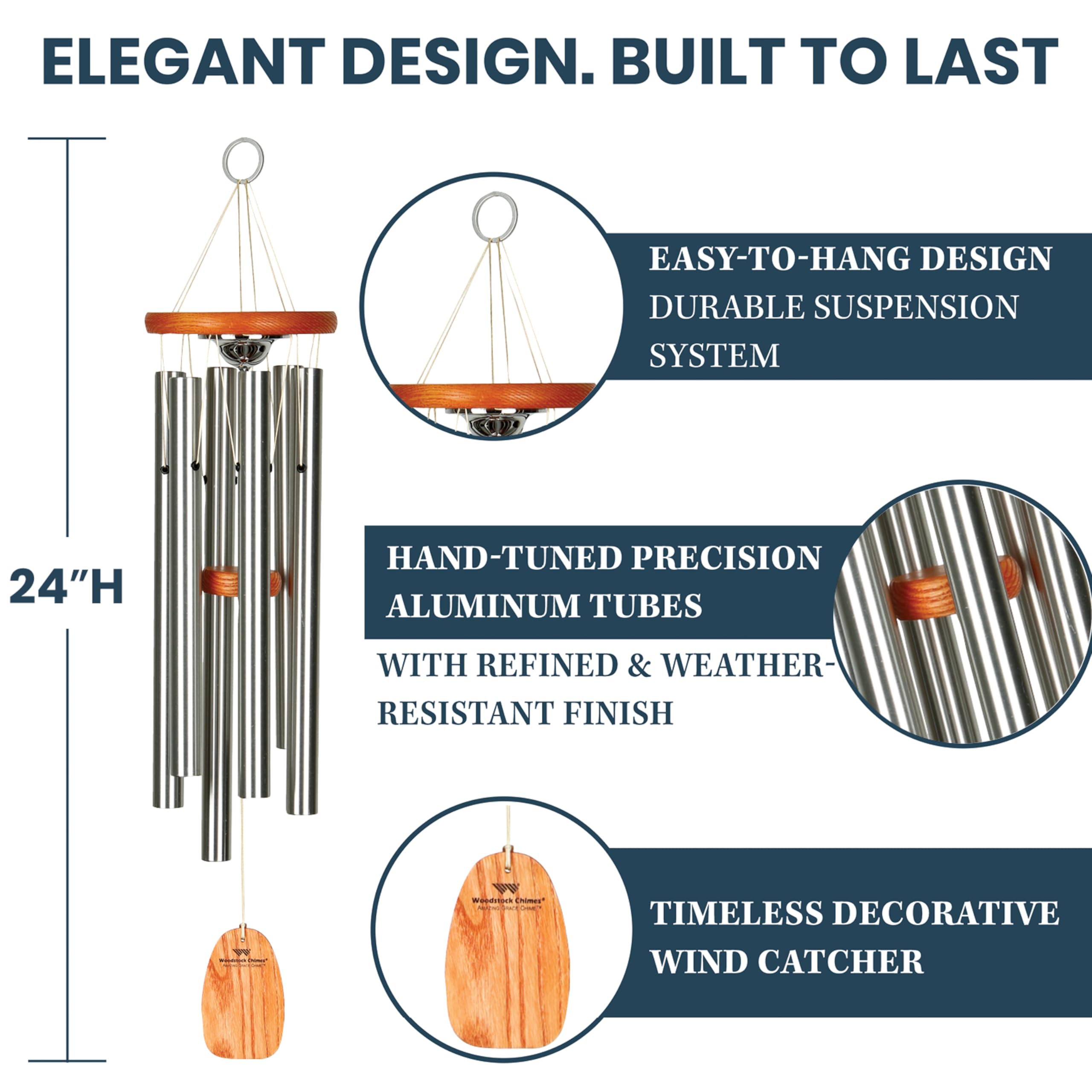 Woodstock Chimes in garden lifestyle scene showing soothing sound and outdoor memorial ambiance