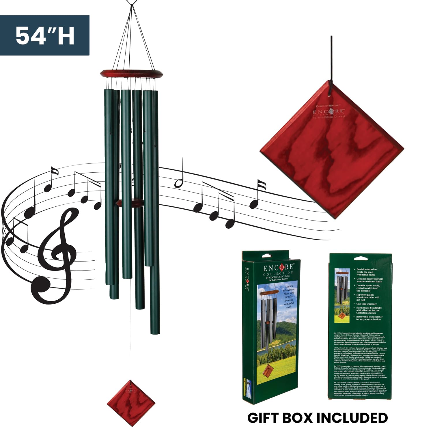 Woodstock Chimes Neptune suspended on porch creating soothing patio atmosphere and decor accent