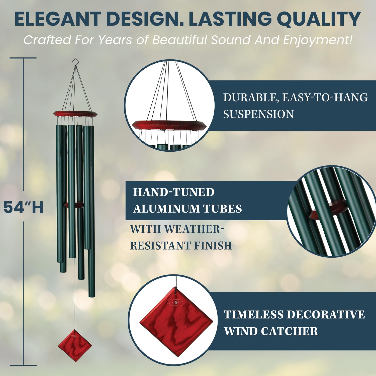 Woodstock Chimes Neptune removable windcatcher detail showing simple customization and replacement