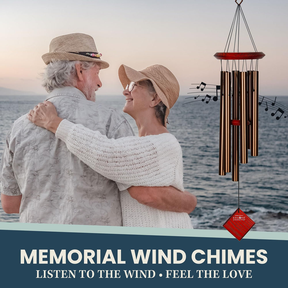 Woodstock Chimes Pluto hanging in garden creating soothing outdoor atmosphere