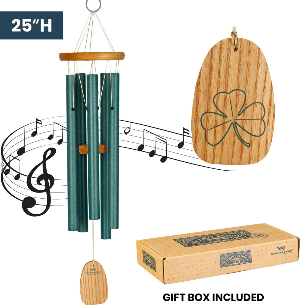 Woodstock Chimes shamrock windcatcher detail showing design and decorative charm