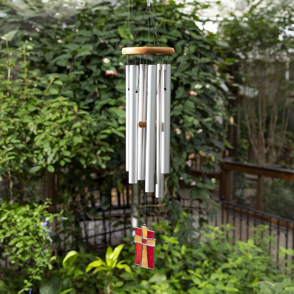 Woodstock Chimes next to ruler showing 28-inch measurement and size clarity