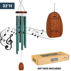 Woodstock Chimes teak top detail with gathering ring for secure hanging
