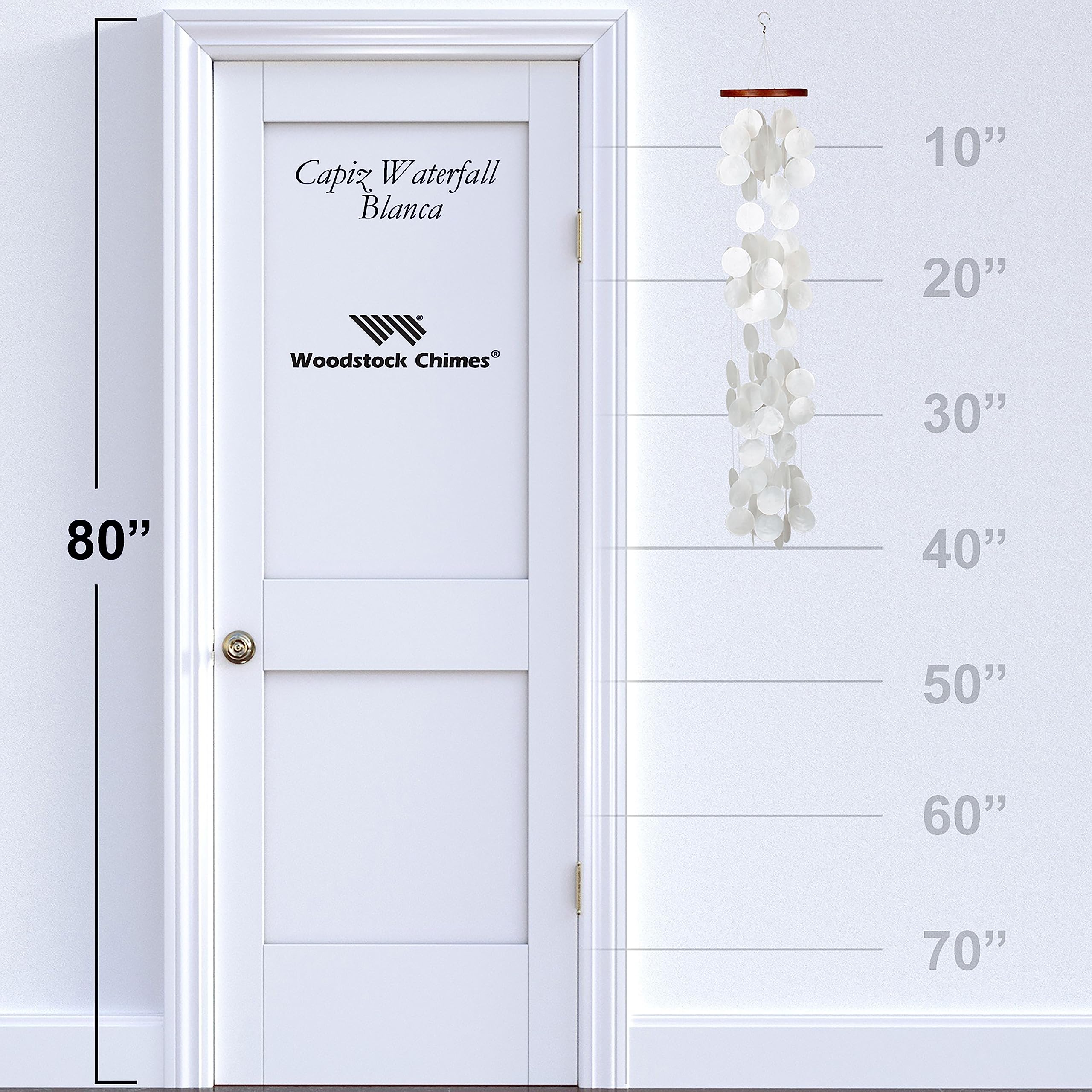 Woodstock Chimes wooden hanger detail, shows durable natural mounting and stability