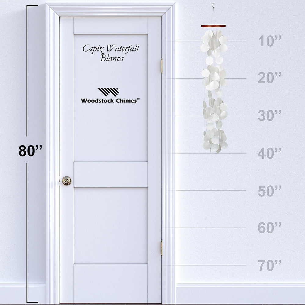 Woodstock Chimes wooden hanger detail, shows durable natural mounting and stability