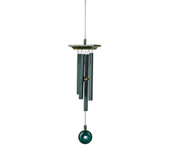 Woodstock Chimes jade closeup of satin green aluminum tubes benefit: clear, tuned sound