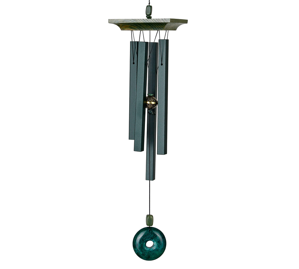 Woodstock Chimes jade front view showing whole chime and green finish benefit: elegant decor
