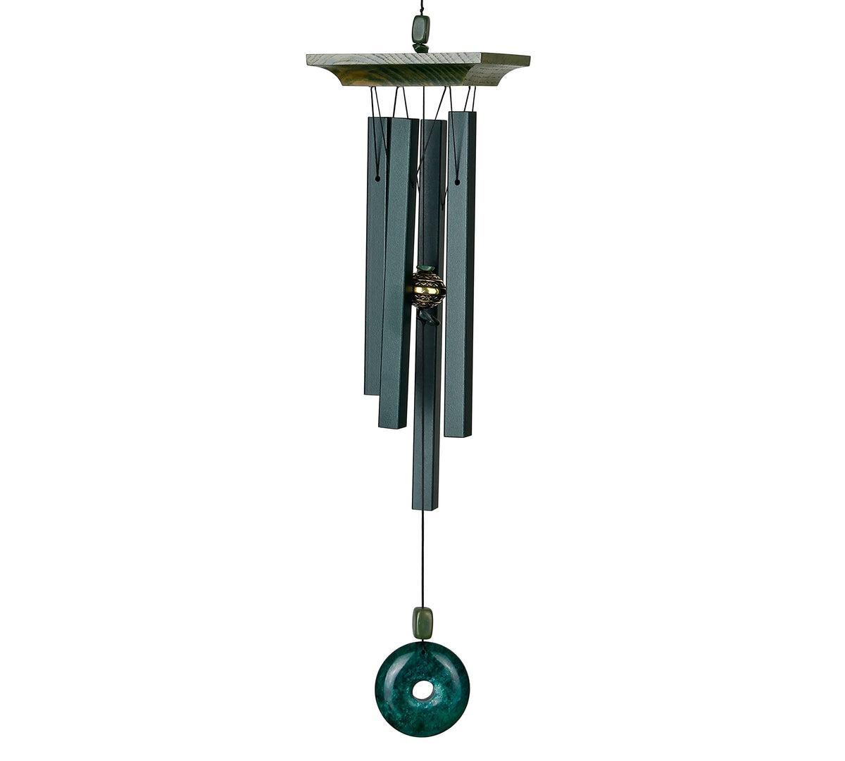 Woodstock Chimes jade front view showing whole chime and green finish benefit: elegant decor