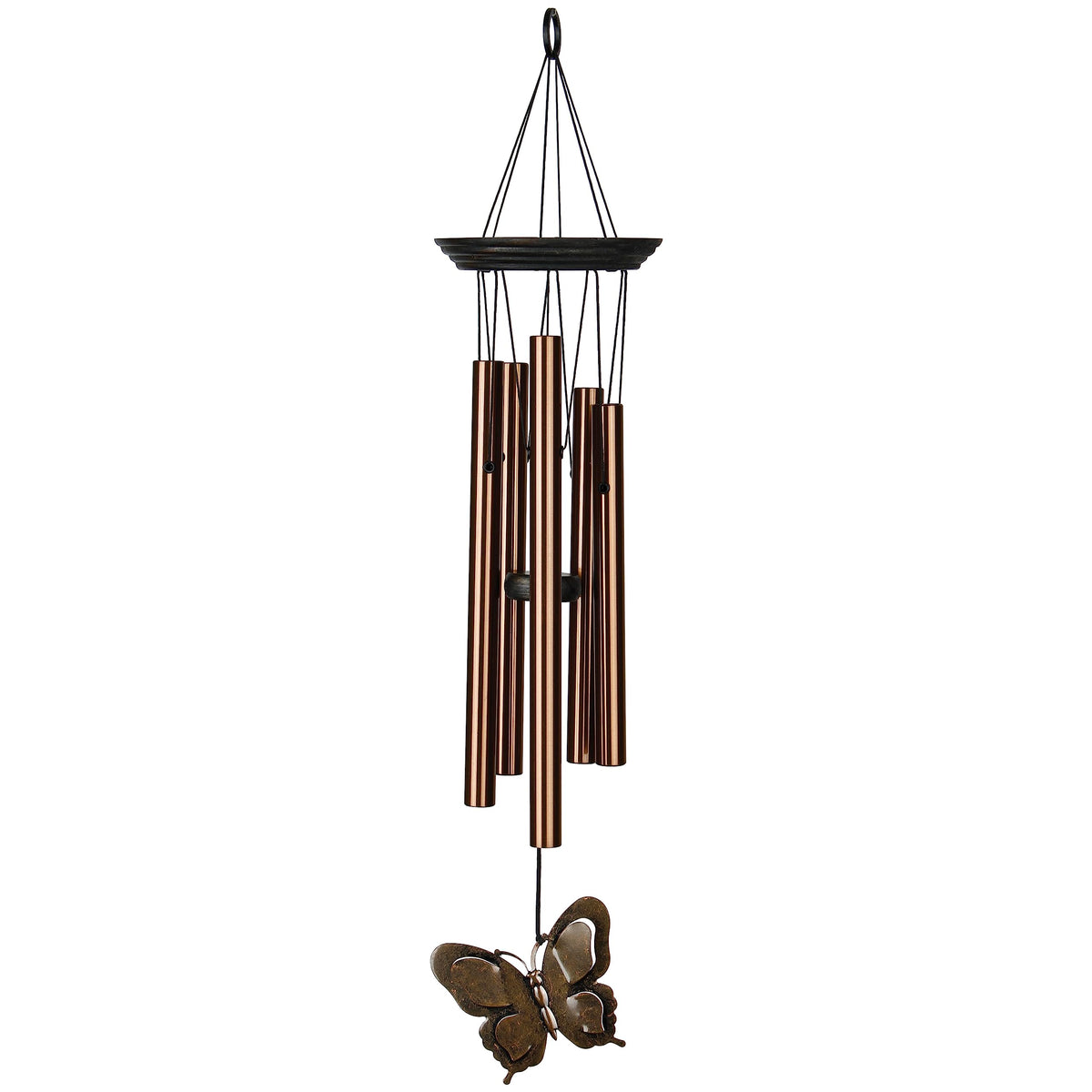 Woodstock Chimes My Butterfly Chime front view showing bronze tubes and pine top, adds melodic ambiance
