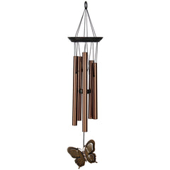 Woodstock Chimes My Butterfly Chime front view showing bronze tubes and pine top, adds melodic ambiance