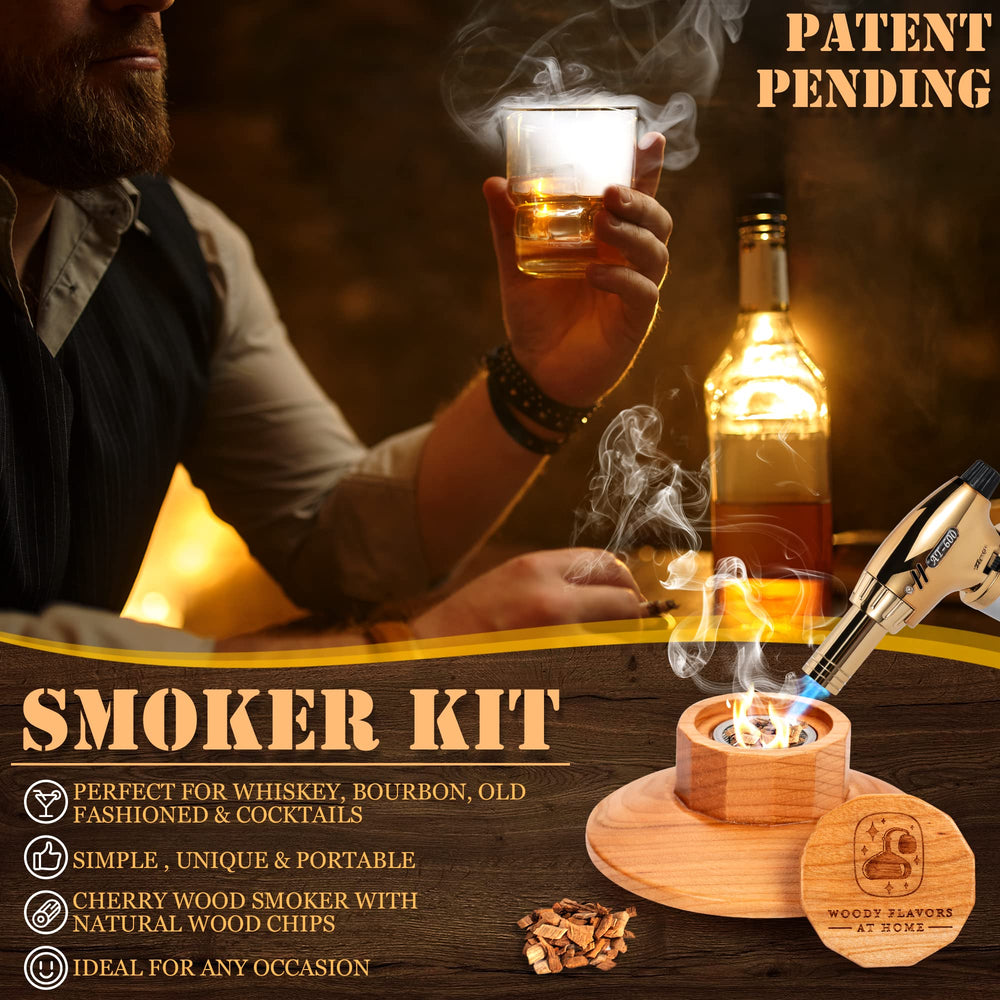 Woody Flavors At Home smoker kit in use infusing a bourbon for enhanced aroma