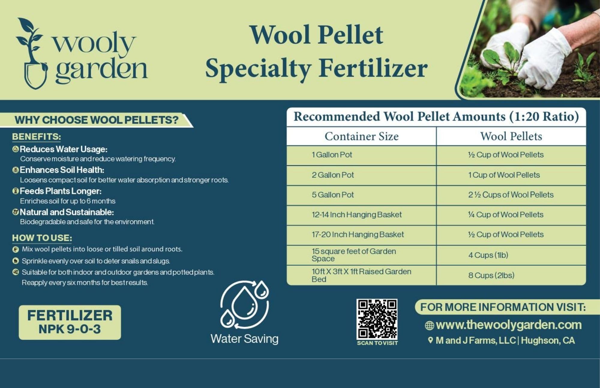 Wooly Garden pellets topdressing a container for easy application