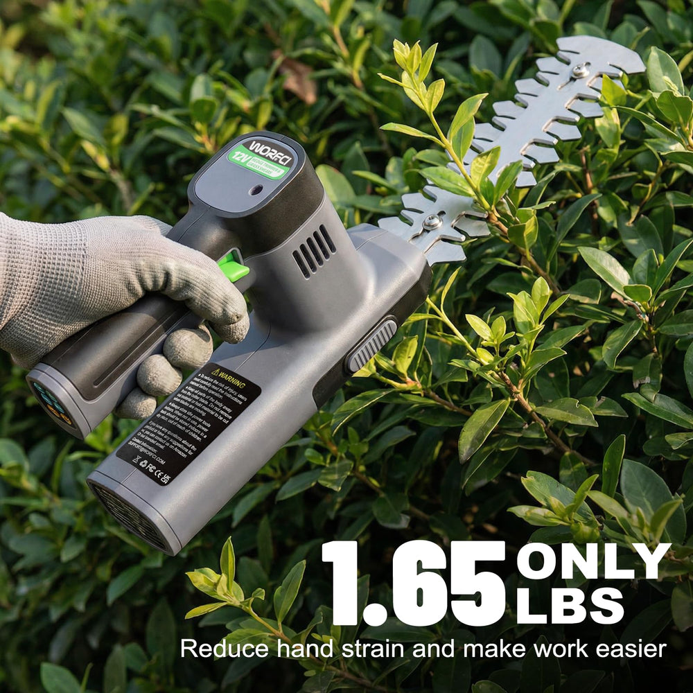 WORFCI hedge blade detail highlighting blade swap and trimming capability