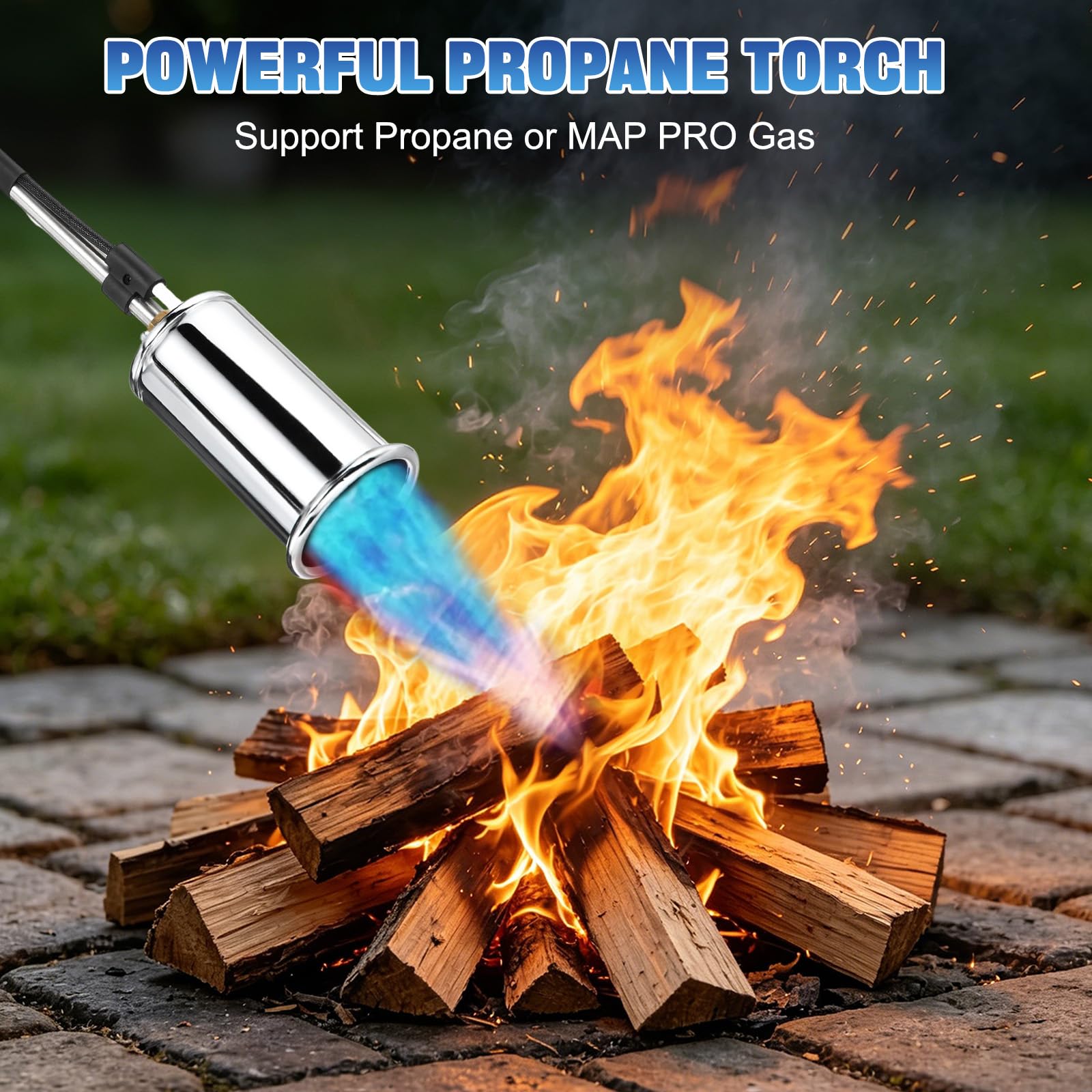 WorkBless extended 30-inch refractory steel handle close-up offering safe distance benefit