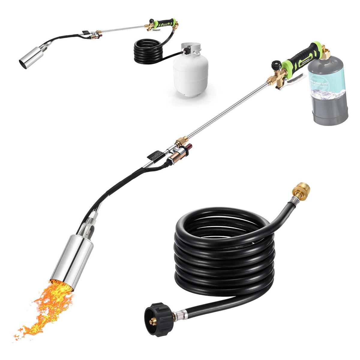 WorkBless torch front view showing assembled unit and wide nozzle for powerful heating