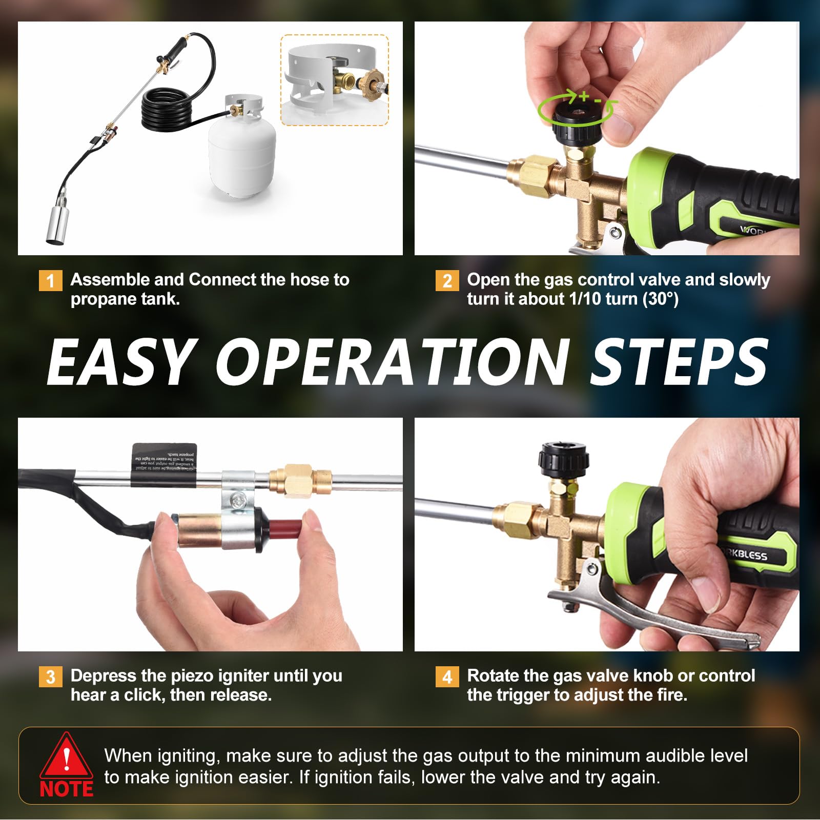 WorkBless 10 ft hose and adapter connection for flexible cylinder placement