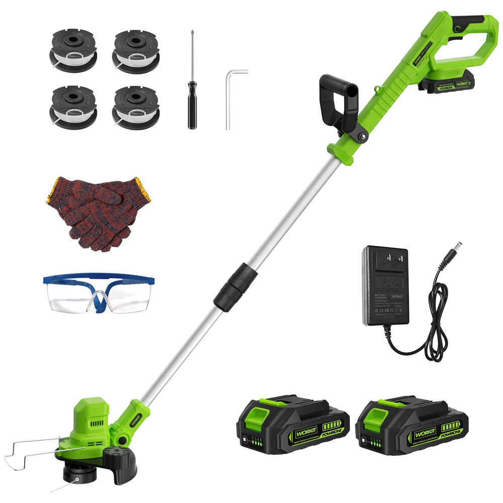 WORKIT front view assembled showing 2-in-1 trimmer and edger benefit of space-saving design