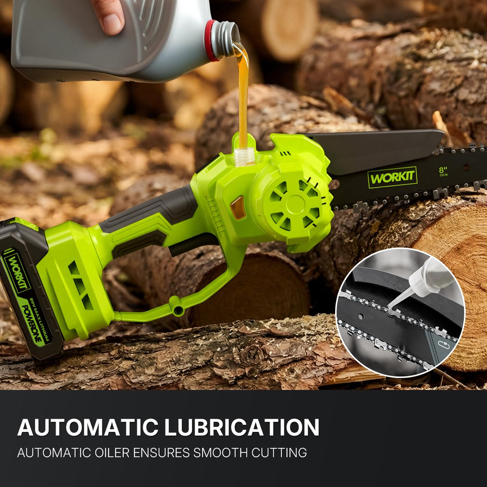 WORKIT toolbox with spare chains, file, gloves and goggles for ready-to-use convenience