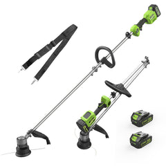 WORKIT trimmer front view showing full tool and 14-inch cutting path for efficiency