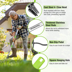 WORKPRO adjustable handle extended and collapsed demonstrating 33 and 46-inch lengths