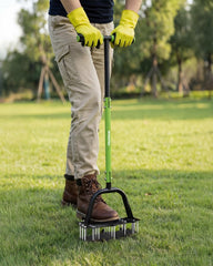 WORKPRO aerator in use on lawn demonstrating efficient aeration and time-saving benefit