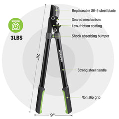 WORKPRO blade closeup showing SK-5 steel edge and low-friction coating for smooth cuts