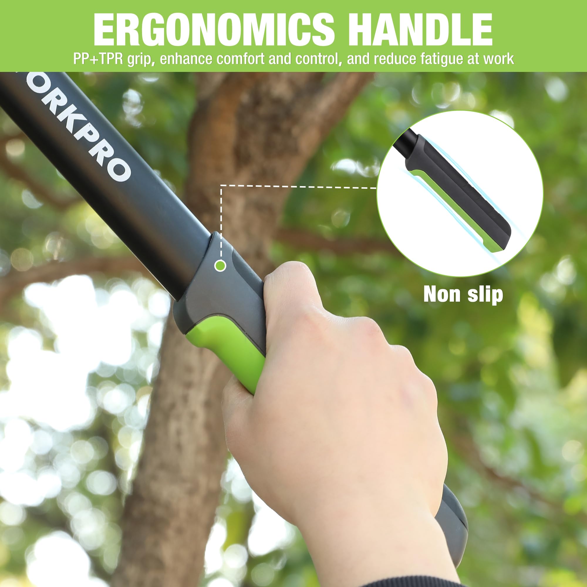 WORKPRO lopper next to ruler showing 28-inch length for extended reach and leverage