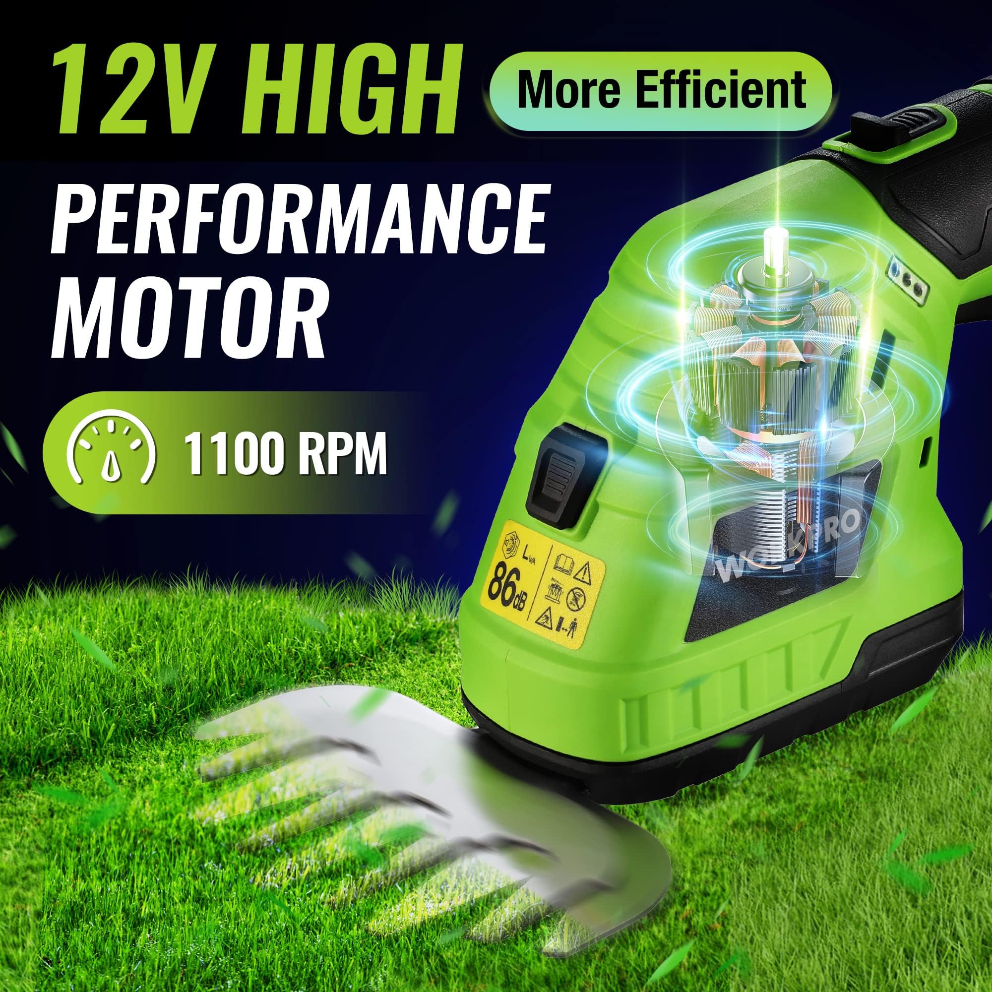 WORKPRO detachable 2.0Ah battery and fast charger for quick recharging