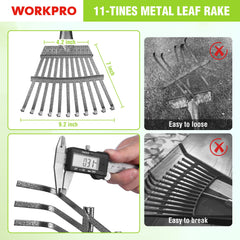WORKPRO rake disassembled for compact storage and easy transport benefit